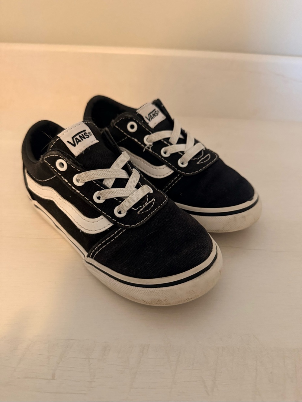 Vans Kids Black and White Low-Top Skate Sneakers